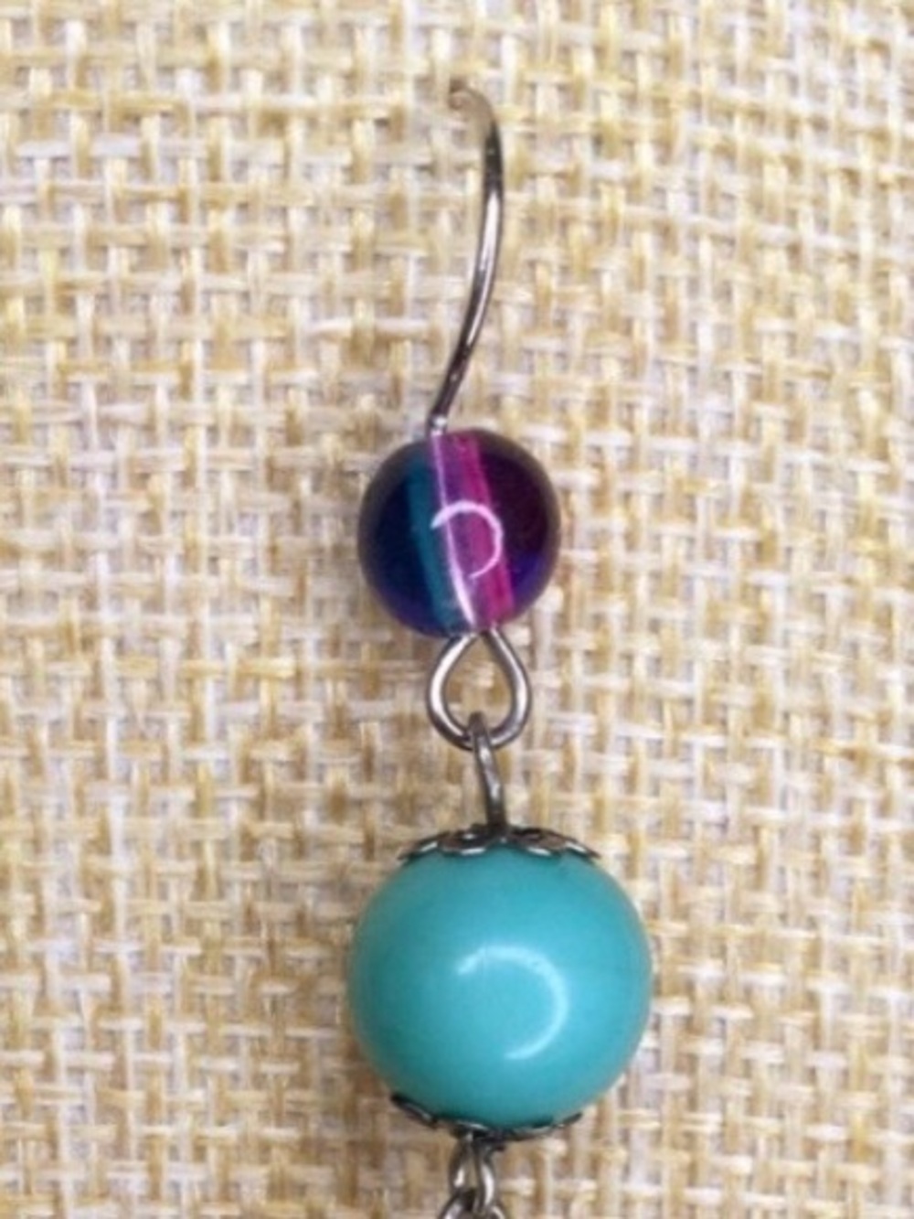 Vintage Artisan Lampwork Glass Dangle Earrings – Multicolor Boho Statement Pair - Picture 8 of 11